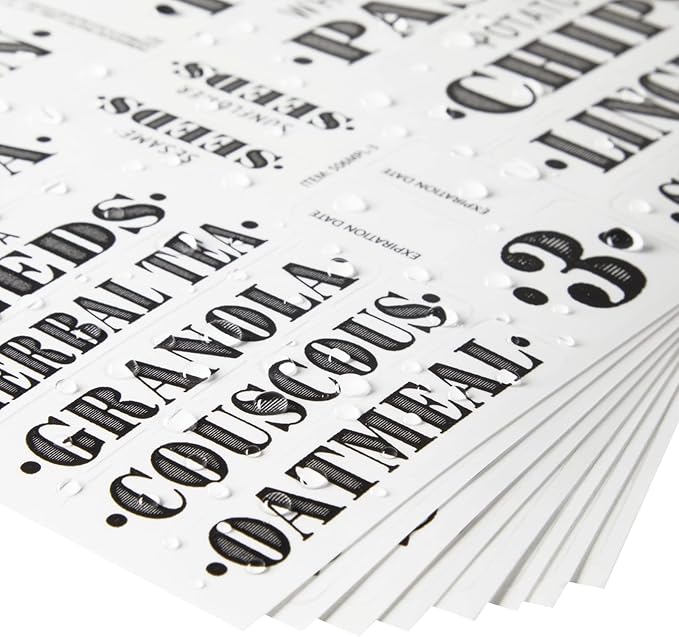 Talented Kitchen Clear Vinyl Pantry Labels for Food Containers - Waterproof & Repositionable for Kitchen Jars - Farmhouse Pantry Organization - Preprinted Baking Labels - Pack of 154, Assorted Sizes