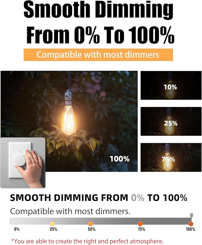 Lumiverse 36 Pack E26 led Bulb 60 watt dimmable Vintage LED Edison Bulbs 5.5W, 60W Equivalent, 2700K Soft White, Antique Style ST19/ST58 LED Light Filament Bulbs, CRI 90+, E26 Base