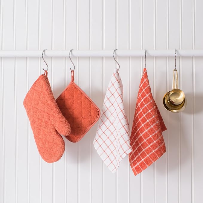 DII Basic Terry Collection 100% Cotton Quilted, Oven Mitt, Spice, 2 Piece
