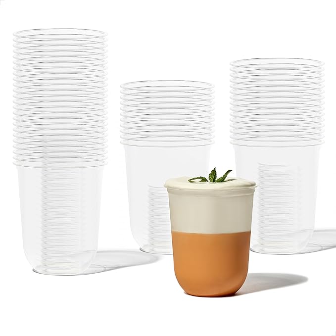 TOSSWARE NATURAL Arc - Plant Based Cups 16 oz - Plastic Alternative Cups for Parties, Bachelorettes, Weddings - Recyclable Clear Cold Cups - Set of 1000