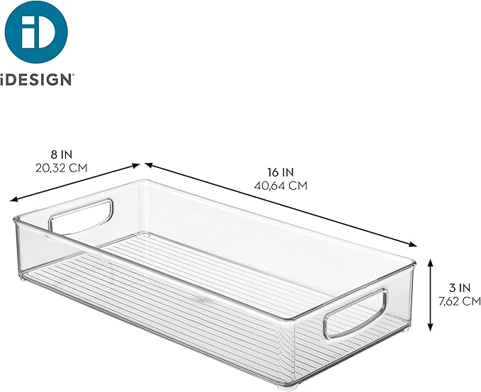 iDesign Stackable Clear Plastic Extra Long Pantry Organizers and Cabinet Storage Bins for Kitchen