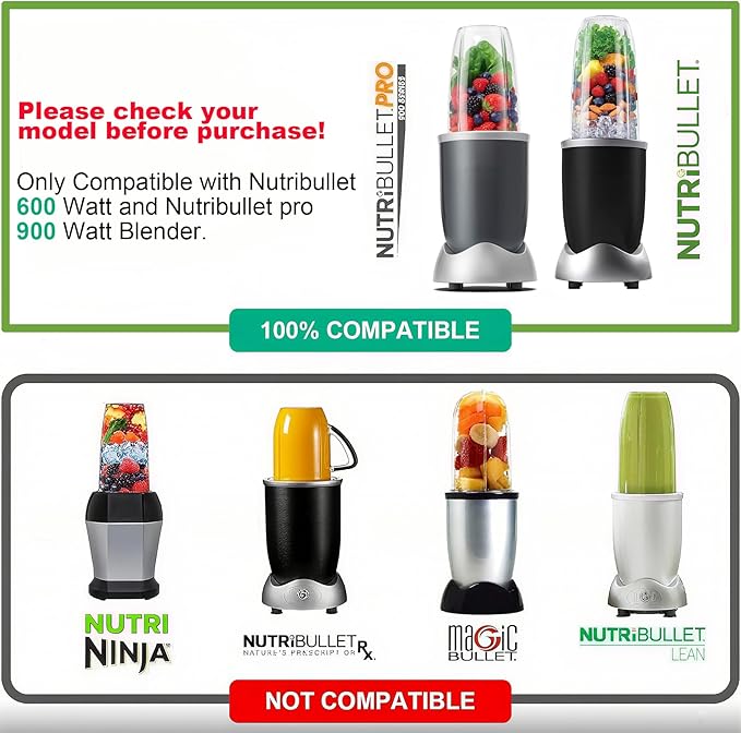 Upgrade Blender Cups and Blades Fit for Nutribullet 600w/900w, Replacement Parts 32oz Cups and Extractor Blades with 4 Rubber Gaskets, Blender Accessories (8 Pcs)