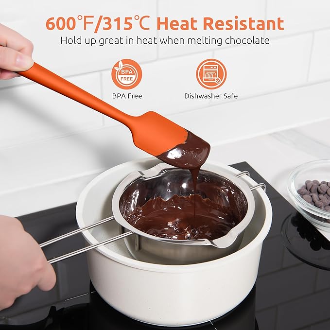 U-Taste Small Mini Silicone Spatula: 9×2inch 600ºF Heat-Resistant Food-Grade Jar Scraper for Kitchen Use, Non-Stick Seamless Flexible Baking Utensil for Mixing, Scraping Jam in Bowl or Cup (Orange)