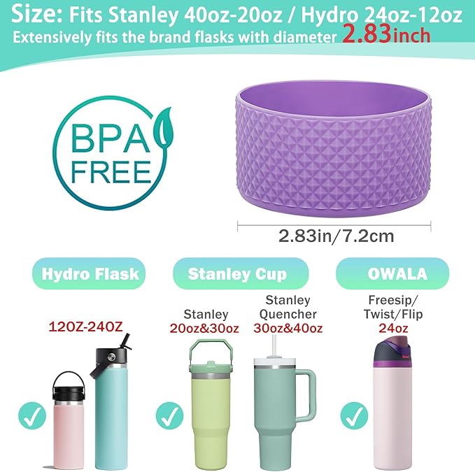 WK IEASON Protective Silicone Base Boot for Hydro Flask Mouth, Anti-Slip Silicone Sleeve Cover Bumper for Hydro Water Bottle Accessories -2.83inch Bottom Diameter