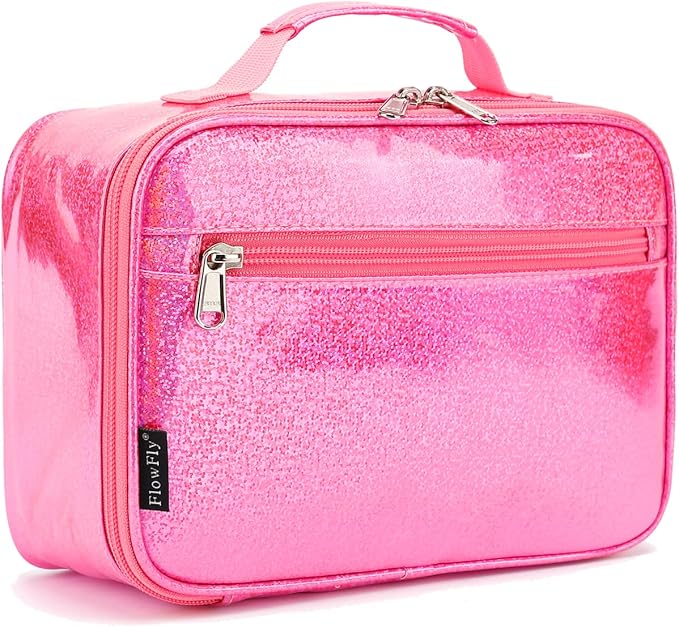 FlowFly Kids Lunch box Insulated Soft Bag Mini Cooler Back to School Thermal Meal Tote Kit for Girls, Boys,Pink