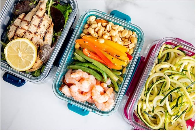 Ello Duraglass Meal Prep Container, 5 cup- Glass Food Storage Container with Silicone Sleeve and Airtight BPA-Free Plastic Lid, Dishwasher, Microwave, and Freezer Safe, Midnight