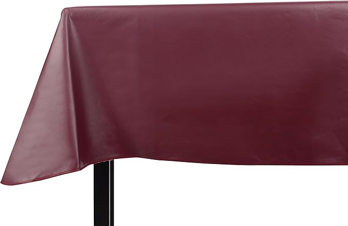 Yourtablecloth Heavy Duty Vinyl Rectangle or Square Tablecloth – 6 Gauge Heavy Duty Tablecloth – Flannel Backed – Wipeable Tablecloth with Vivid Colors & Many Sizes 52 x 108 Burgundy