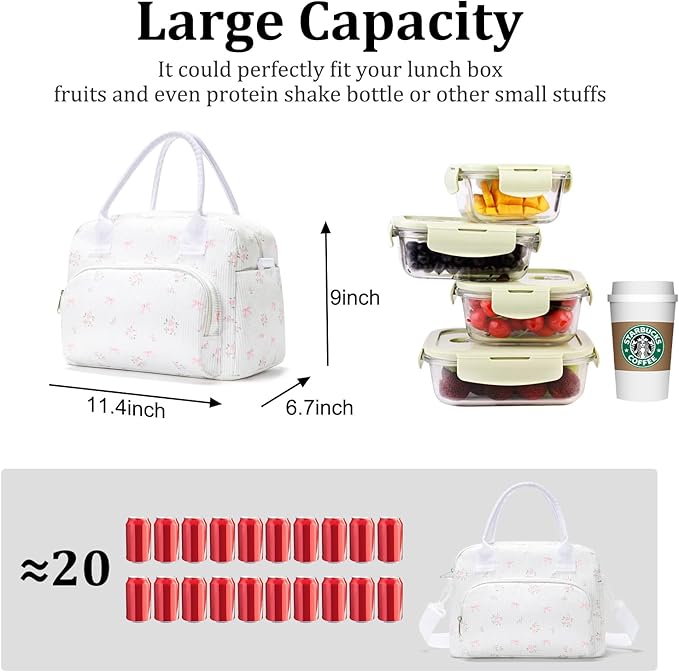 Insulated Lunch Bag for Women Men Large Reusable Lunch Box Adult Leakproof Portable Cooler Tote Bags for Work Picnic