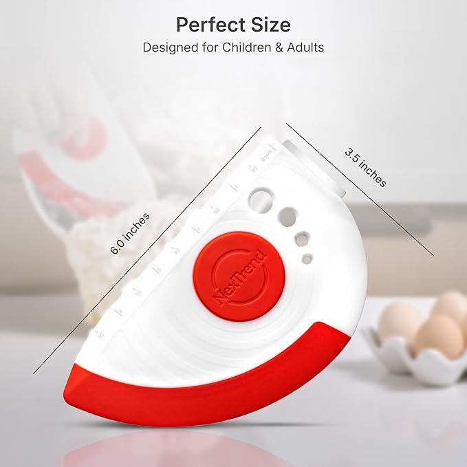Nextrend BakerScraper – 5-in-1 Flexible Bowl Scraper, Bench Scraper and Dough Scraper with Stainless Steel Edge, Ruler & Herb Stripper – BPA Free, Dishwasher Safe - Red
