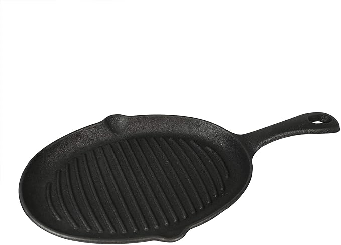 Jim Beam JB0159, Heavy Duty Construction, Pre Seasoned Cast Iron Skillet with Wooden Base and Mitt, Black,Small