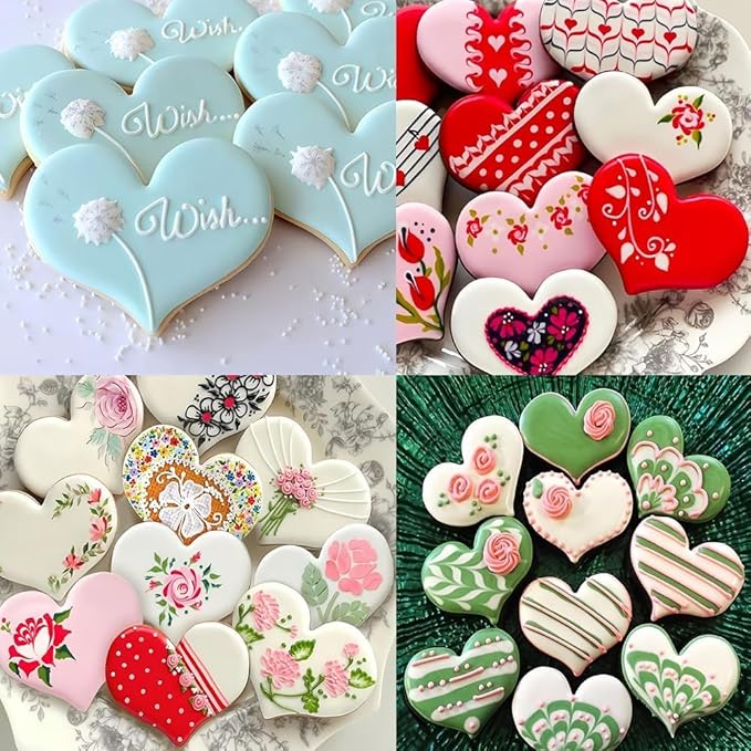 Heart Cookie Cutters Set of 6, Stainless Steel Sandwiches Cutters Biscuit Molds for Kids,Sturdy Cutters for Cookies,Sandwiches,Small to Large Size of, 1.69-3.74 inch Sizes