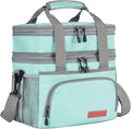 Lunch Box For Men/Women,Large Double-layer Insulated Expandable Reusable Leakproof Cooler Bags For Adults,Lunch Bag With Adjustable Shoulder Strap For Office Travel Picnic（Cyan）