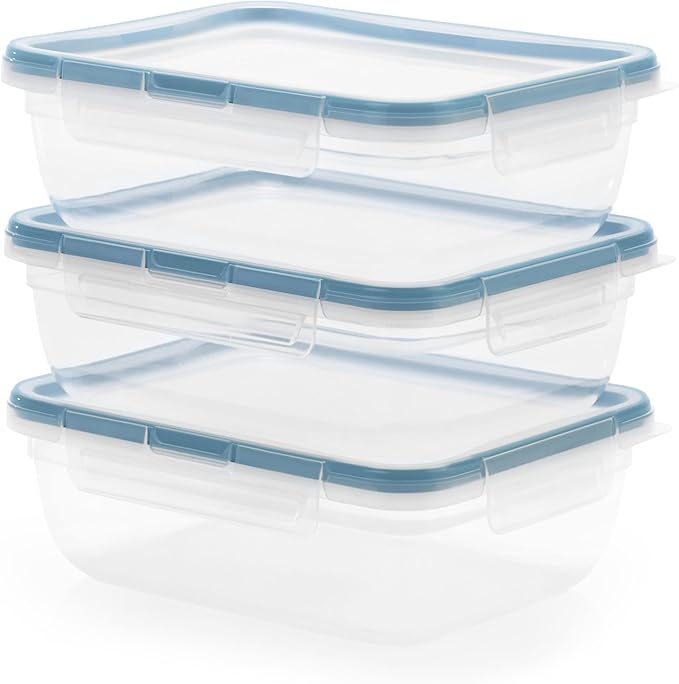 Snapware Food Storage Containers, Plastic, 8.5-Cup, Rectangular | Leakproof & Airtight | BPA-Free | Microwave & Dishwasher Safe | Pack of 6