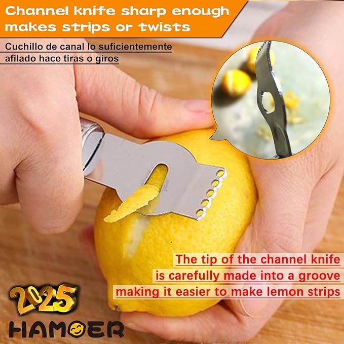 Lemon Citrus Zester Tool Cheese Grater for kitchenaid-Multipurpose grooved channel knife scraper,Stainless steel blade and ergonomically designed curved handle