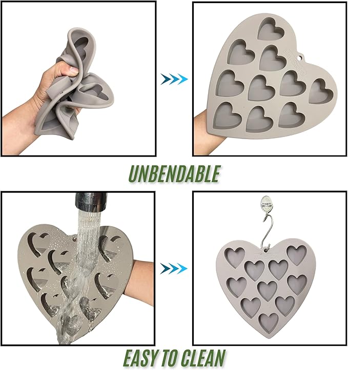 Heart Shaped Cake Pans Heart Silicone Mold for Baking, Large 2 Inches Heart Molds, 10 Cavities Suitable for Ice Cube Mold, Chocolate Mold, Valentines Silicone Molds