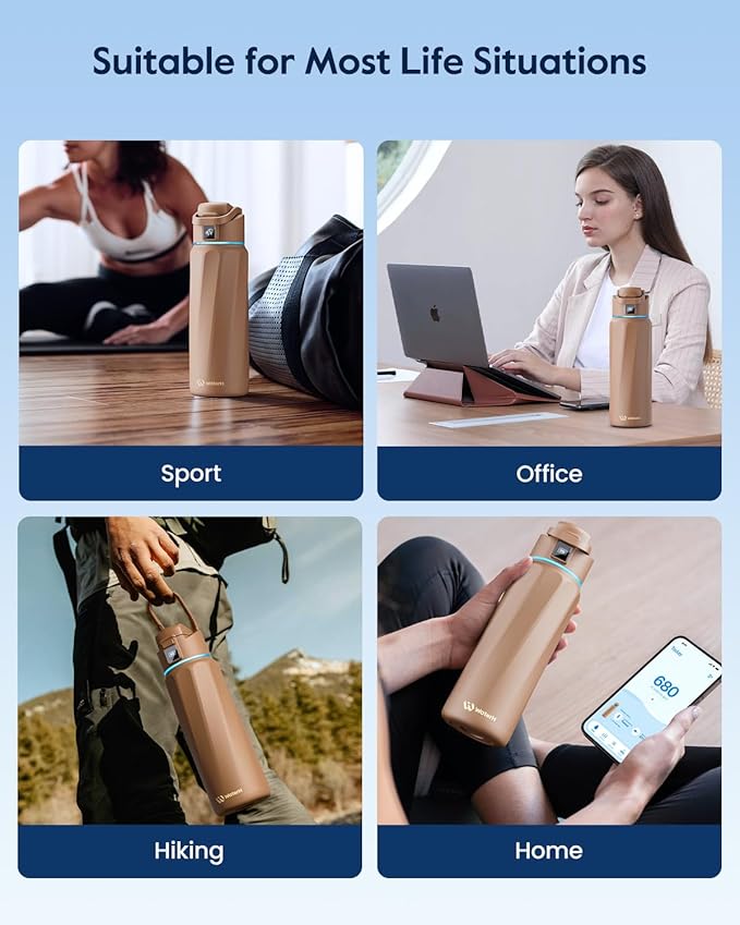 BOOST Smart Water Bottle with Reminder & Tracker, Double Wall Vacuum Insulated Bottles Stainless Steel, 32oz BPA-Free Wide Mouth for Gym, Office, School, Ideal Gift for Christmas, Thanksgiving Day