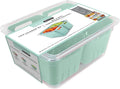 Kitchen Spaces Twin Colander Stackable Food Storage Organizer for Fridge, Freezer, and Pantry, 8.8" x 6.8" x 3.9", Mint