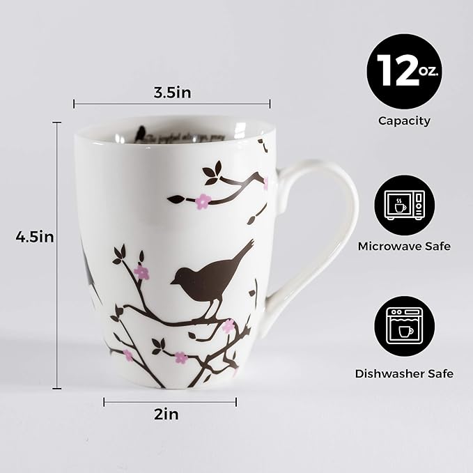 Divinity Boutique Inspirational Ceramic, Brown Birds on White Mug, 1 Theses. 5:16-17, The Joyful Always Pray, Multicolor, One Size,12 fluid ounce