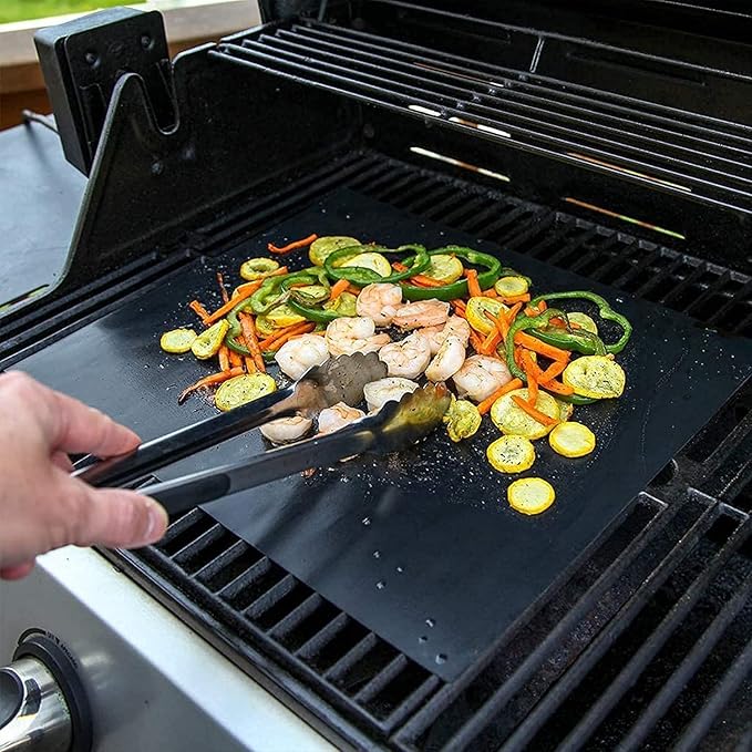 Grill Mats for Outdoor Grill Set of 5 Black BBQ Grill Tools BBQ Accessories Non-Stick Heavy Duty Grilling Mats Teflon Grill Sheets for Charcoal Grill Gas Electric Smokers Barbecue Camping RV Griller