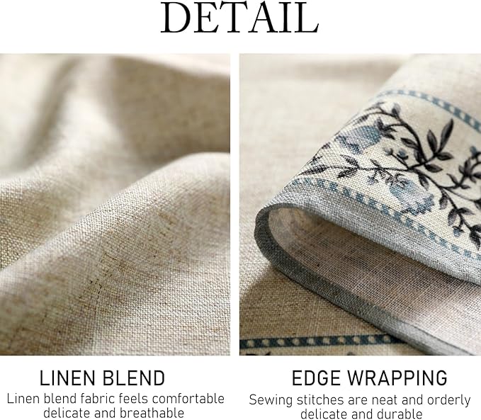 ISAENNE Designer Vintage Linen Elegant Small Square Tablecloth,Chinoiserie Floral Indoor Table Cloth,Wrinkle Resistant Decor Table Cover for Dining Thanksgiving Kitchen,55"*55"-Segerman B