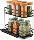 Pull Out Cabinet Organizer for Spices, Cans - Heavy Duty with Lifetime Limited Warranty- Pull Out Spice Rack- Cabinet Pull Out Shelf for Cans,Dishes, Etc, 4-1/2"Wx10-3/8"Dx8-7/8"H, Black