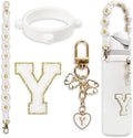 Cute Letter Charm Set Compatible with Owala Water Bottle 24 oz, 32 oz, 40 oz, Owala Kids, Owala Coffee Tumbler, Owala FreeSip – Includes Handle Strap, for Owala Accessories & Stanley Cup Accessories
