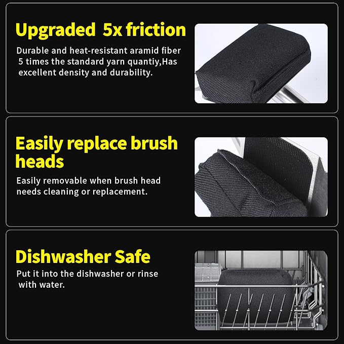 Grill Brush Bristle Free,(Only Replaceable Cleaning Head No Grill Brush)-Black