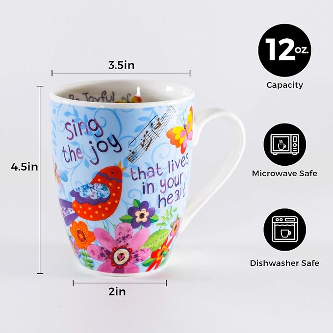 Divinity Boutique Ceramic Boxed Mugs, One Size, Sing Joy Bird (23579)