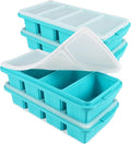 Silicone Freezer Tray With Lid - Silicone Freezer Food Molds- Large Ice Cube Tray,4-Pack Silicone Freezer Container,Freeze & Store Soup, Sauce, Broth,Leftovers - Makes 4 Perfect 1 Cup