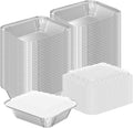 WANBAO 150 PACK 8.3"x6.2" Disposable Tin Foil Pans with Plastic Lids 2.25LB Aluminum Foil Food Containers for Cooking, Baking, Catering Party Meal Prep, Take Out, Freeze, Food Storage