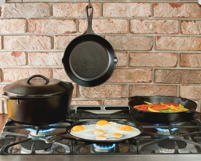 Lodge 5 Quart Cast Iron Dutch Oven. Pre-Seasoned Pot with Lid and Dual Loop Handle