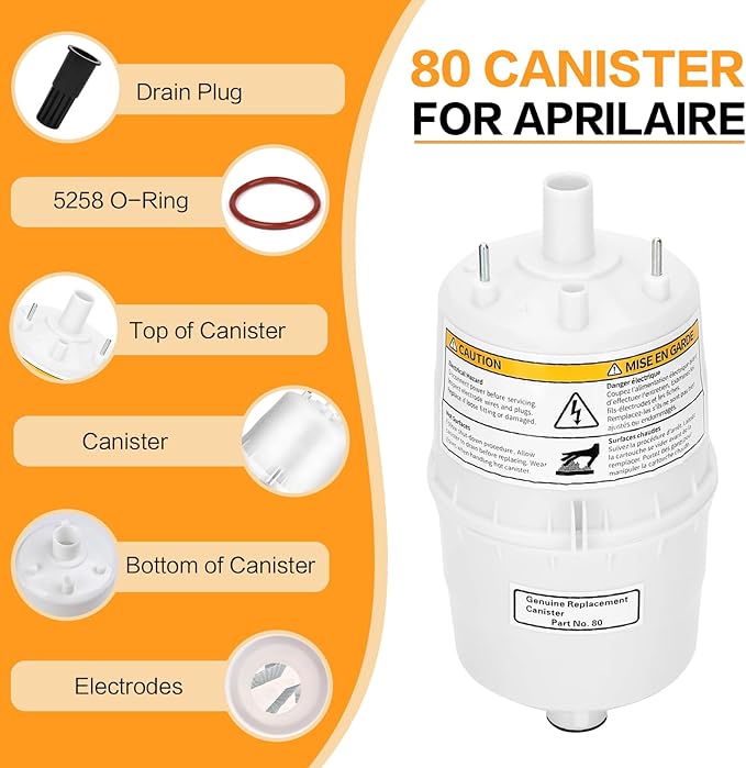 Upgrade 80 Steam Canister for Aprilaire Steam Humidifier Models 800, 801, 865, 866, 80 Replacement Canister OEM Substitute for Aprilaire Canister, 1 Pack