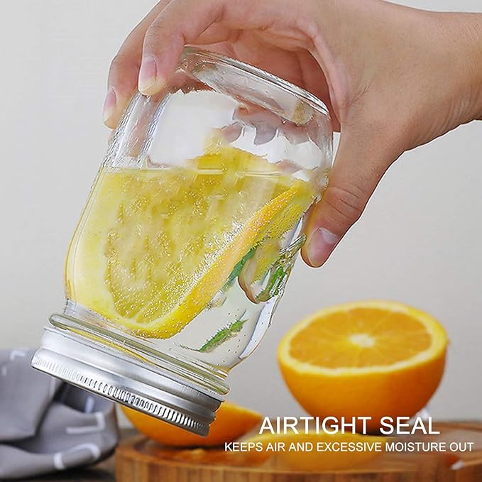 Accguan 16Pack 16oz Glass Mason Jars with Regular Airtight Lids, Clear Glass Jars Ideal for Canning, Pickling, Meal Prep, Jam, Honey, DIY Shower/Wedding Favors, Labels & Pen Included,Pint Canning Jars