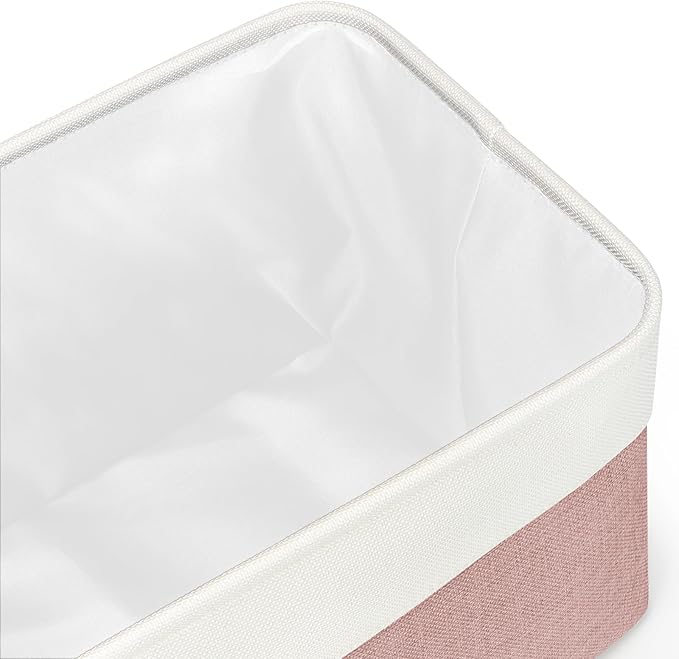 Kntiwiwo Foldable Storage Bin Collapsible Fabric Storage Basket Cube with Durable Handles Closet Organizer Bins for Organizing Shelves Drawers, Set of 3, 15" x 10" x 9.5", Pink