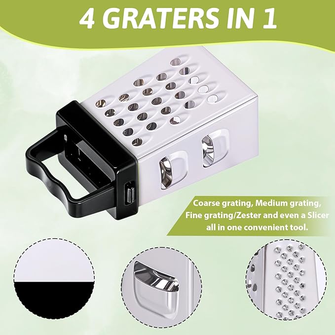 6 Pcs Mini Cheese Grater Professional Box Grater Stainless Steel Fine Coarse Handheld Slicer with 4 Sides Small Box Food Shredder Safe Zester