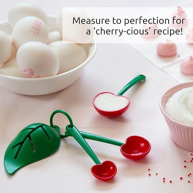 OTOTO Measuring Cups Set - Teaspoons for Dry & Liquid Ingredients, BPA-free & Dishwasher Safe, Funny Gifts, Baking Accessories, Unique Kitchen Gadgets (Mon Cherry)