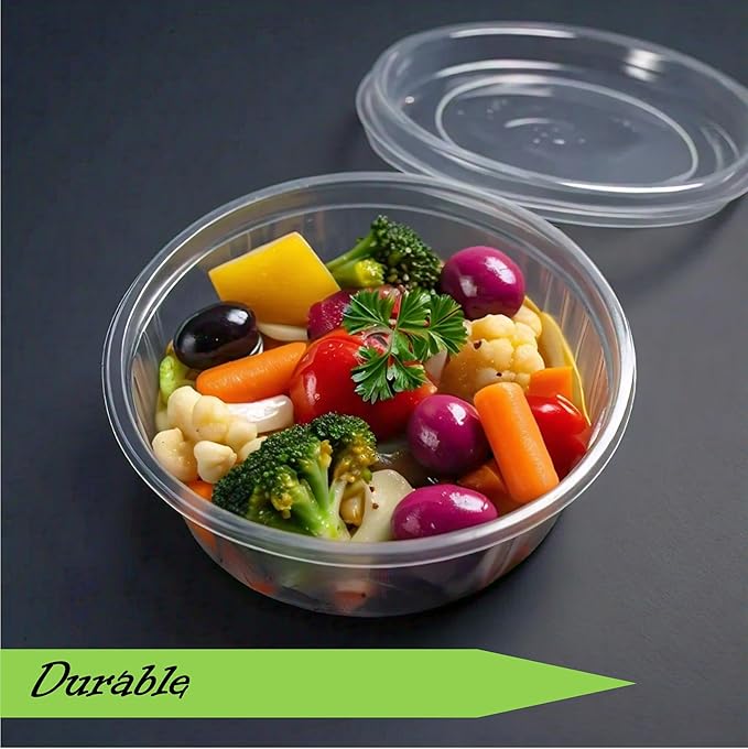 Mr Miracle Deli Containers with Lids - 24 Pack of 16 oz Clear Airtight Reusable Plastic Food and Multi-Purpose Containers - Microwave, Freezer, and Dishwasher Safe