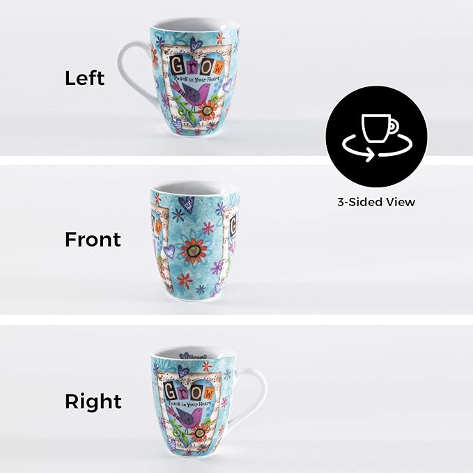 Divinity Boutique Ceramic Mug Grow Peace Bird, 12 ounce