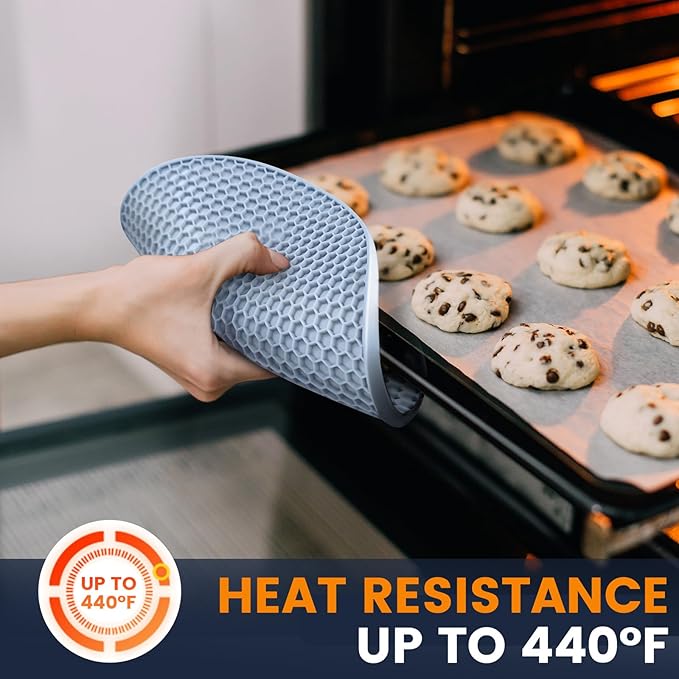 Silicone Trivet Mats 4 Heat Resistant Pot Holders Multipurpose Non-Slip Hot Pads for Kitchen Potholders, Drying mat, Jar Opener, Spoon Holder, Coaster(Nordic Blue)