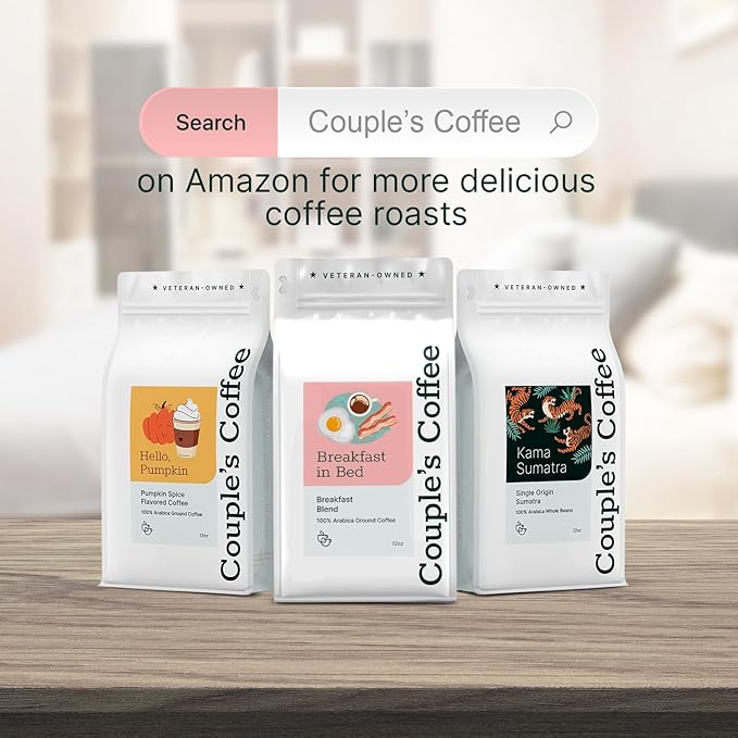 Couple’s Coffee Ground Coffee | Breakfast Blend Light to Medium Roast Coffee | Gives Back to Military Families | Breakfast in Bed | Made with 100% Arabica Beans | 12oz