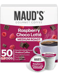 Maud's Raspberry Chocolate Flavored Coffee Pods, 50 ct, Medium Roast Flavored Coffee in Recyclable Single Serve Pods – 100% Arabica Beans, Compatible with Keurig K Cups Maker