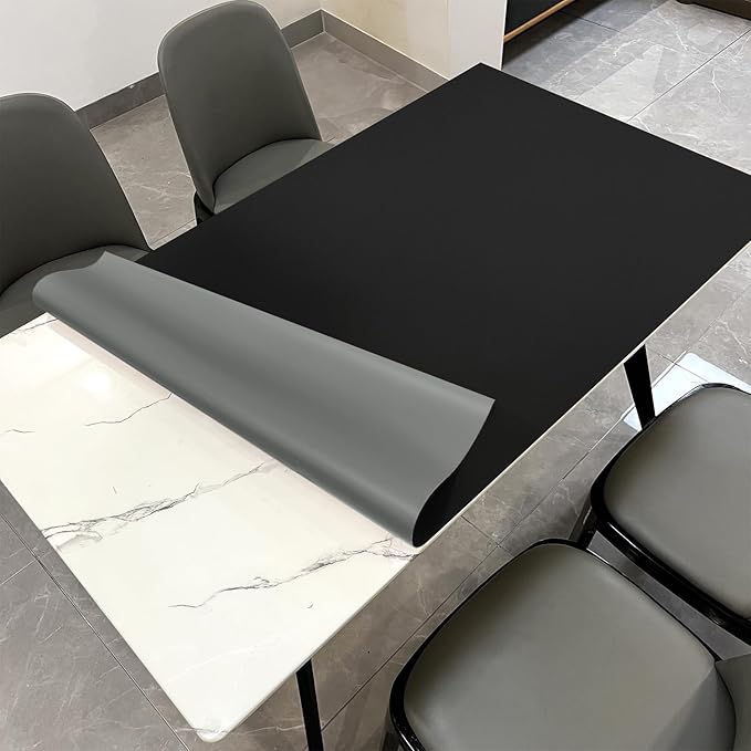 Leather Table Cover,1.8mm Thick,48x72 Inch Table Protector,Table Protector for Dining Room Table,Dining Table Cover,Table Cover Protector,Table Pads for Dining Room Table(Black+Gray,48x72)