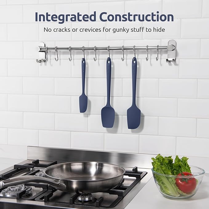 U-Taste Silicone Baking Spatula Set: 480ºF High Heat Resistant, Food Grade Flexible Rubber Kitchen Cooking Mixing Scraper, Food Grade Seamless Utensil for Nonstick Cookware Set of 3 (Midnight Blue)
