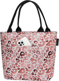 Aosbos Lunch Tote Bag, Insulated Lunch Box for Women, Leakproof Lunch Cooler Purse for Work, Pink Leopard Print