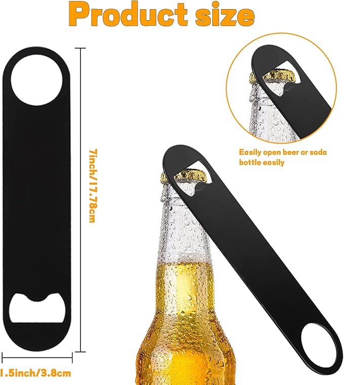30 Pcs Flat Bottle Opener 7 Inch Black Stainless Steel Beer bottle Openers Heavy Duty Bar Blade Solid Bottle Cap Opener Funny Bartender Bottle Opener for Kitchen Restaurant Party Supplies