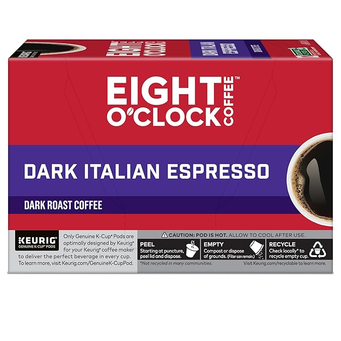 Eight O'Clock Coffee Dark Italian Roast Keurig Single-Serve K-Cup Pods, Dark Roast Coffee, 72 Count