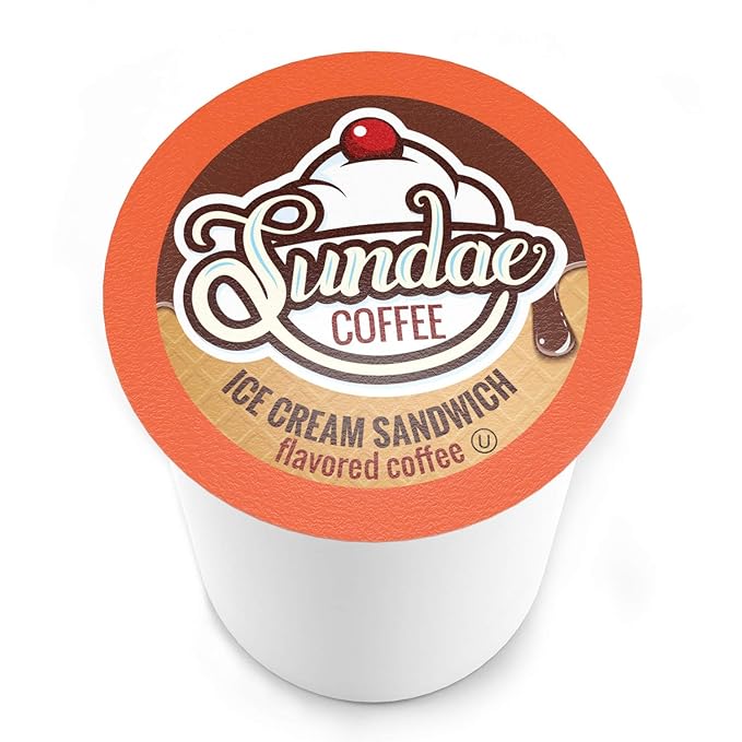 Sundae Ice Cream Flavored Coffee Pods, Compatible with 2.0 Keurig K-Cup Brewer, (Ice Cream Sandwich) 48 Count