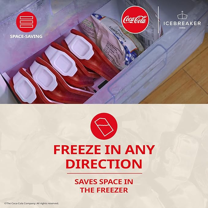 ICEBREAKER Nordic POP Ice Cube Tray With Lid and Coca-Cola® Design - NO SPILL Ice Cube Trays For Freezer - NO TOUCH Trays For Freezer With Lid - Make And Serve 18 Ice Cube Without Touching the Ice