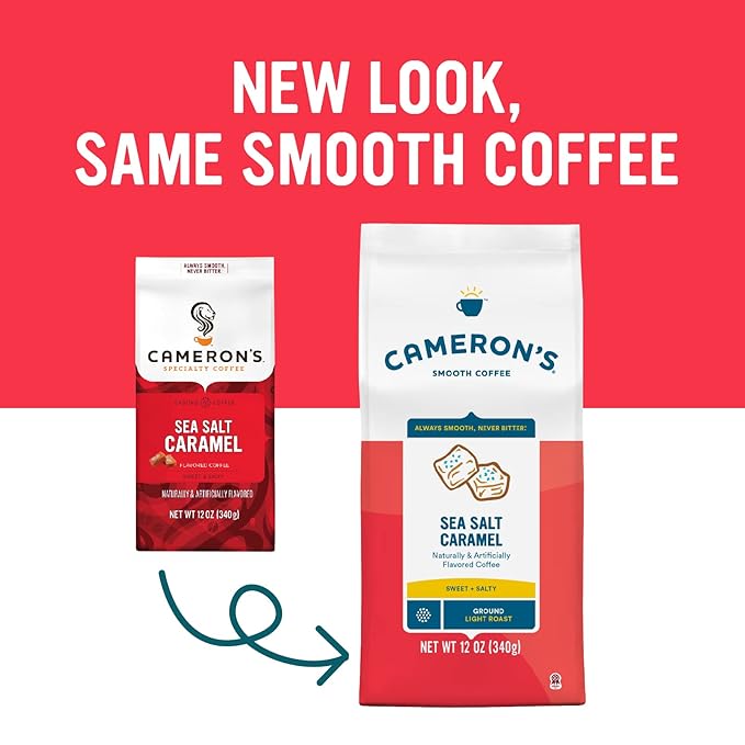 Cameron's Coffee Roasted Ground Coffee Bag, Flavored, Sea Salt Caramel, 12 Ounce