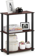 Furinno TURN-S-TUBE Storage Shelves, 3-Tier Book Shelf, Corner Shelf, Toolless Open Shelves, for Organization and Storage, Living Room, Garage, Home Office, Dark Cherry